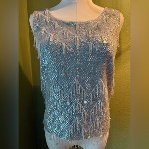 1950’s Elegant ice blue beaded Sequin Embellished top